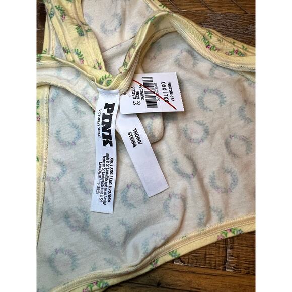 NWT Victoria’s Secret PINK Thong Panty Novelty Wreath Print Size XXL Spring - Picture 4 of 4